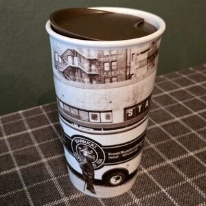 Starbucks Original 1971 Store Pike Place Market Ceramic Travel Tumbler Mug 12 oz